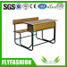 Guangzhou Popular Double Wooden Attached School Student Desk and Chair