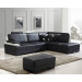 High Back Small Leather Foam Corner Sofa with Ottoman (S010)