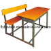 MDF and Metal Frame Double School Desk and Chairs for School Furniture