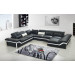 Modern Living Room Wood Frame Big Leather Sofa with Table (S069)