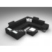 Modern Soft Furniture Chaise 3seater Black Leather Sofa (SF187)