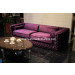 Modern Three Seats Leather Fabric Crystal Buttons Sofa (LS-105C)