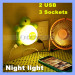 Multifunction Turtles LED Sensor Night Lamp with Dual USB Charger Socket & Multipurpose Pin Plug, Small Turtle Nightlight Charger