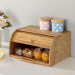 Natural Bamboo Bread Box with Lid for Kitchen Use