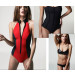 Neoprene Zip Front High Neck Sexy Halter Top One Piece