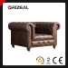 Orizeal Cambridge Genuine Leather Chair with Deep Tufted and Bold Scroll Arms (OZ-LS-2014)