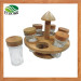 Rotatable Bamboo Canister Rack with 6 PCS Glass Canisters
