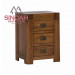 Solid Oak Rustic 3 Drawer Bedside Chest