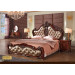 Solid Wood Carving Luxurious Classic Leather Bed for Bedroom (LF-799)
