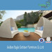 White Hemicycle Rattan Sofa