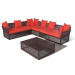 Wicker Brown Garden Set with Special Weaving Way and Pillows
