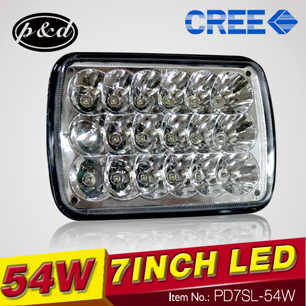 10-30V Hilow 5X7 Inch 54W Sealed Beam LED Headlight (PD7SL-54W)
