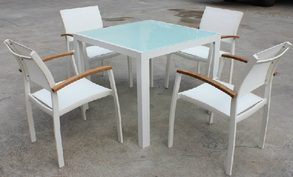 2-Years of Warranty Garden Dining Table Set-Stacking Armchairs-Outdoor/Patio/Restaurant Furniture