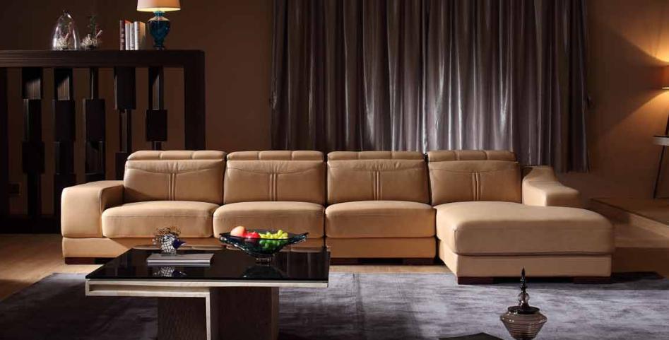 2015 Hot Sell Leather Sofa Sectional Living Room Furniture with Chaise (N829)