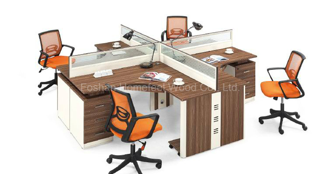 4 Person Melamine Staff Desk/Particle Office Table/Office Workstation (HF-CB004)