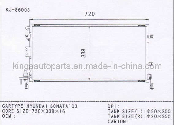 Auto Condenser for Hyundai Sonata 03