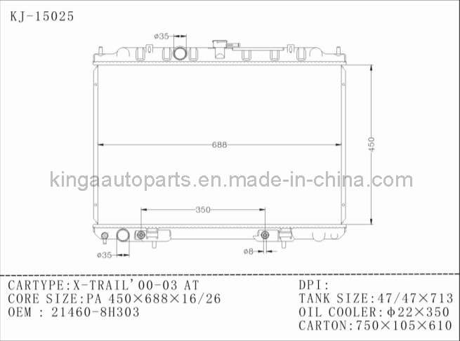 Auto Radiator Cooling System for Nissan X-Trail' 00-03 at