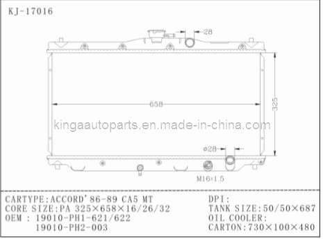 Auto Radiator for Honda Accord`86-89 Ca5 (KJ-17016)