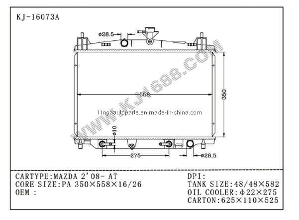 Auto Radiator for Mazda 2'08 AT (KJ-16073A)