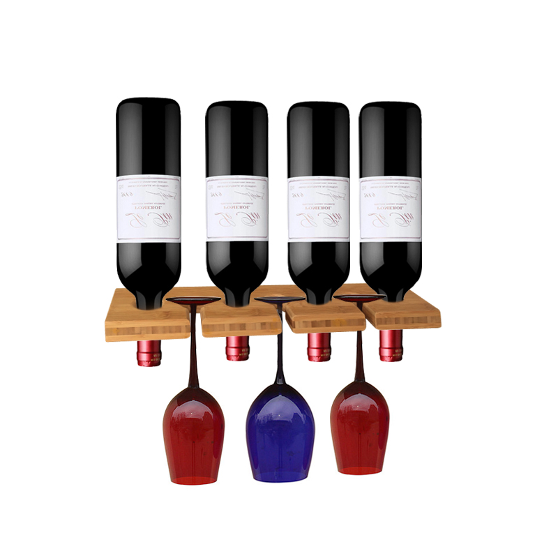 Bamboo Wine Rack & Glass Holder