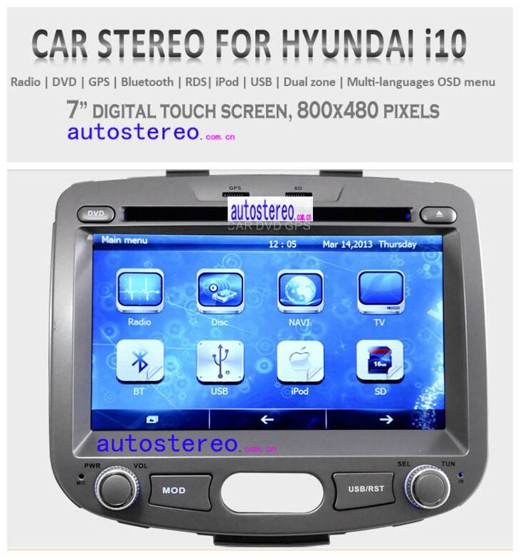 Car GPS Navigation for Hyundai I10 Stereo Headunit Satnav Autoradio Multimedia