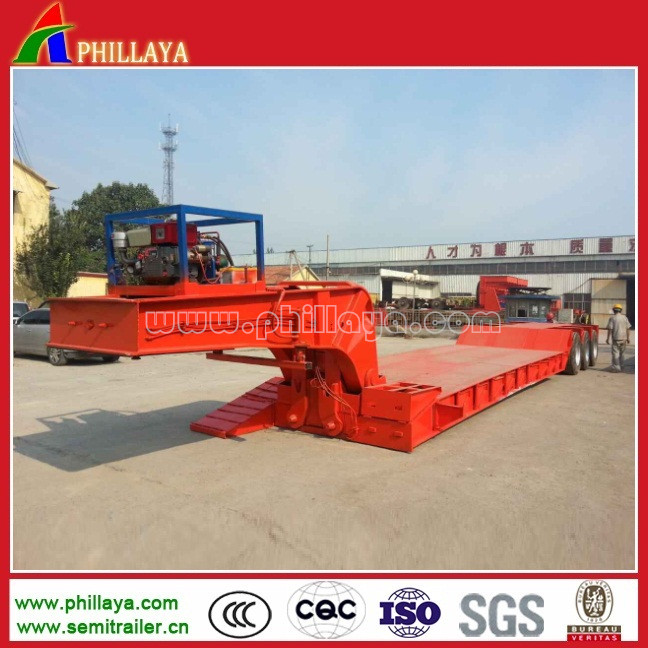 Crane Gooseneck Low Bed Loader Heavy Duty Hydraulic Trailer