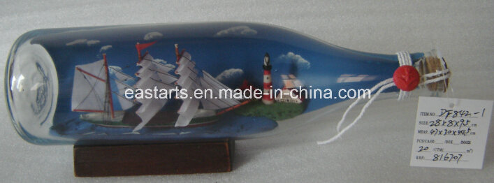 Drift Glass Bottle Wooden Decoration Marine Gifts (DF842-1)