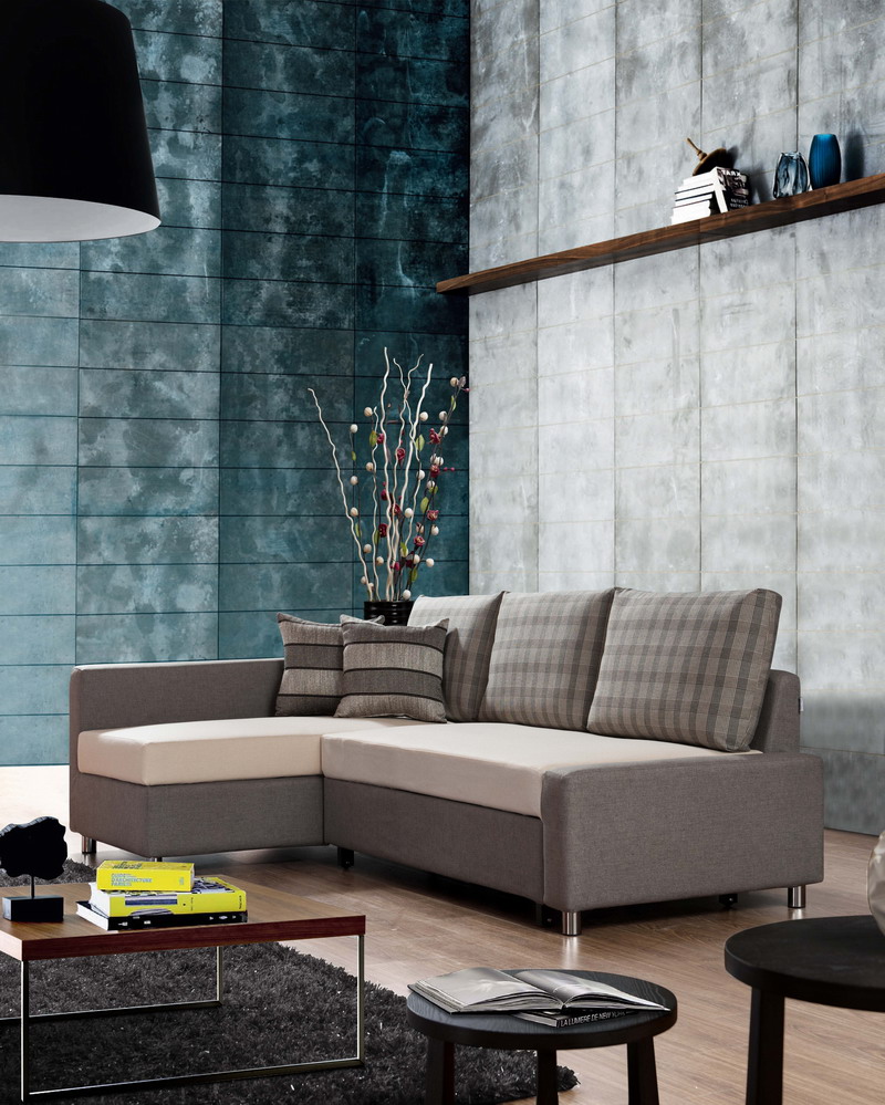 Fabric Corner Sofa Bed with Storage