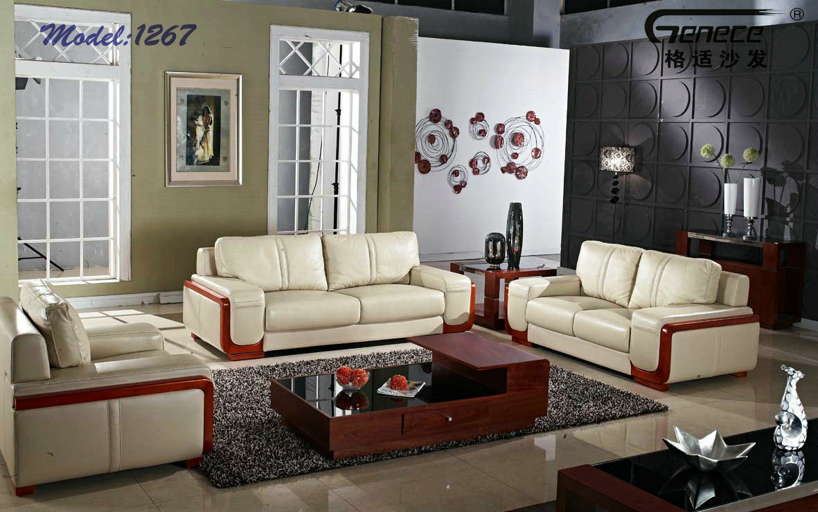 Fashion Wooden Leather Sofa Furniture (AFT-1267)