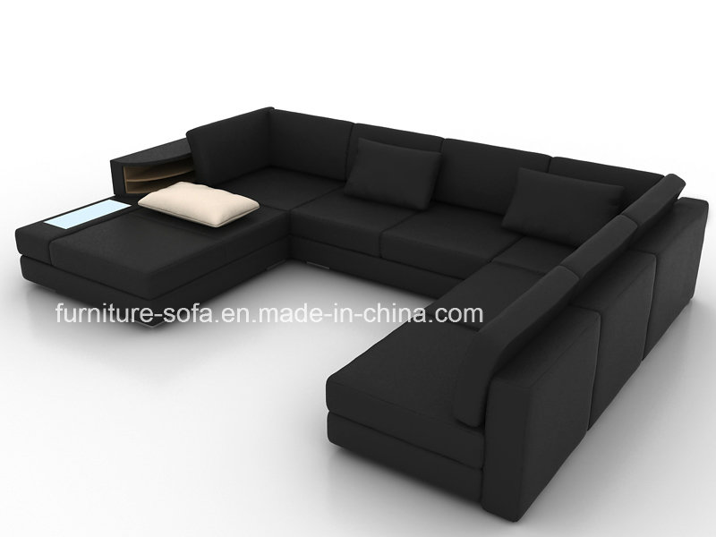 Good Quality Resistance to Dirty Black Sofa with Table (SF156)
