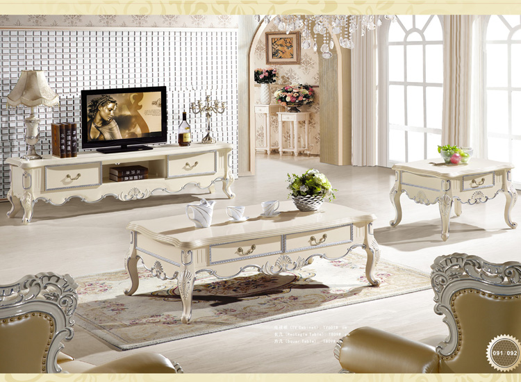 Home Furniture White Wooden Coffee Table Set (sql-t603)