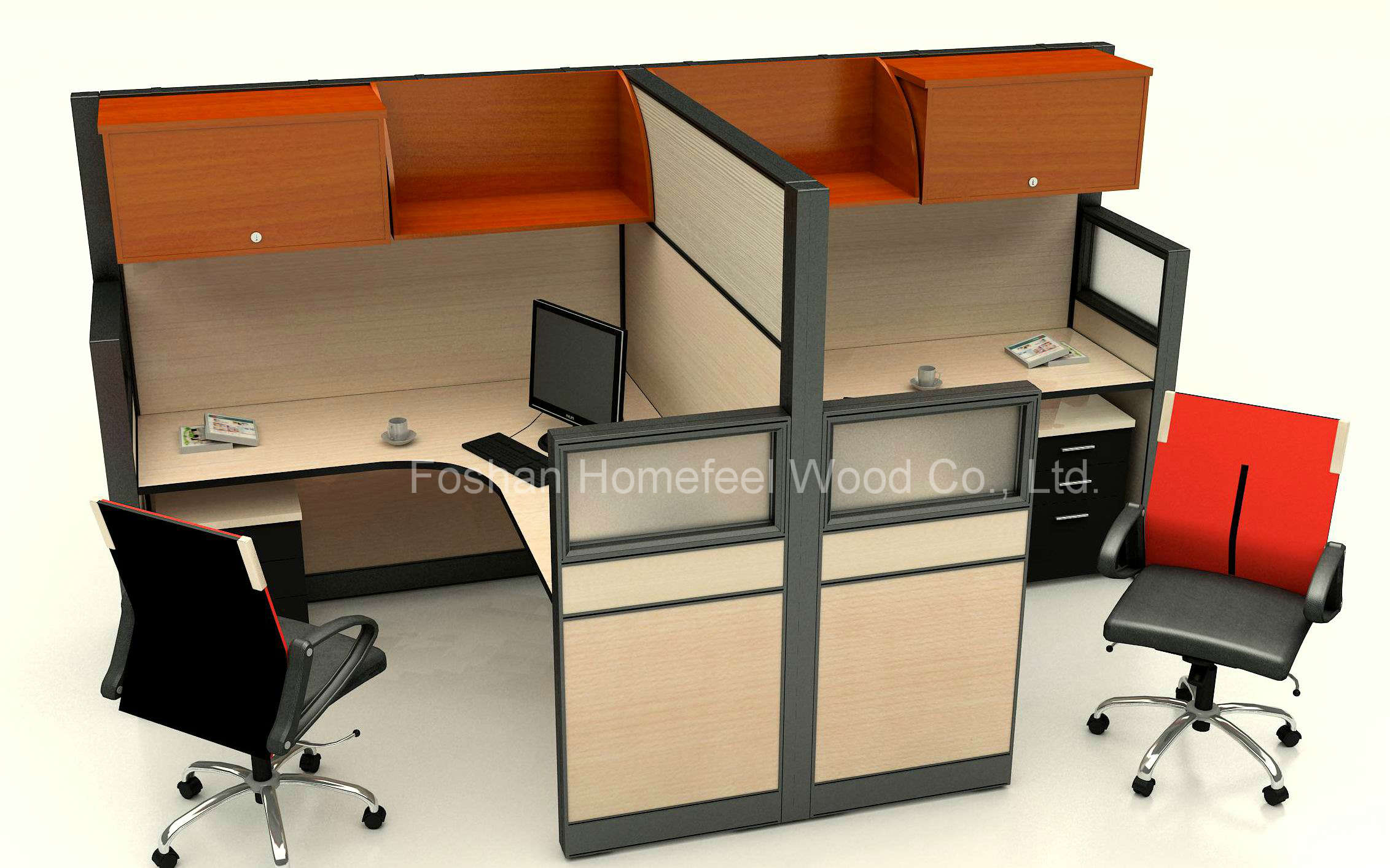 Modern Office Partition with Hang Cabinet, Office Furniture Supplier (HF-YZ801)