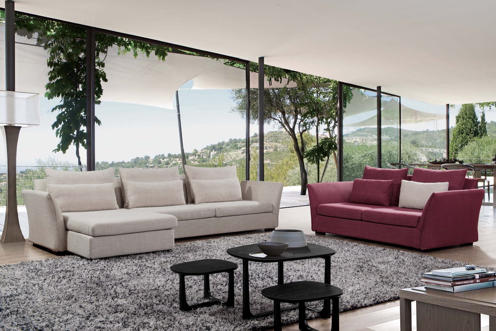 Modern Sectional Fabric Sofa with Armrest
