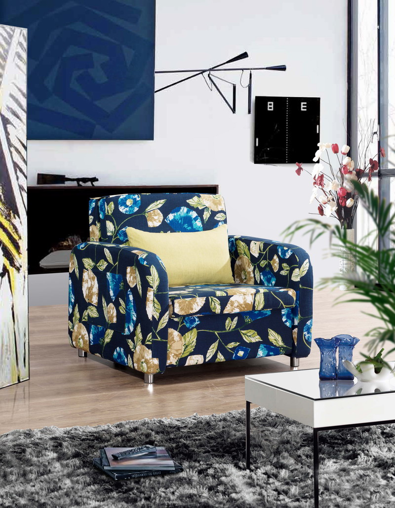Modern Single Fabric Sofa Bed with Magazine Bag