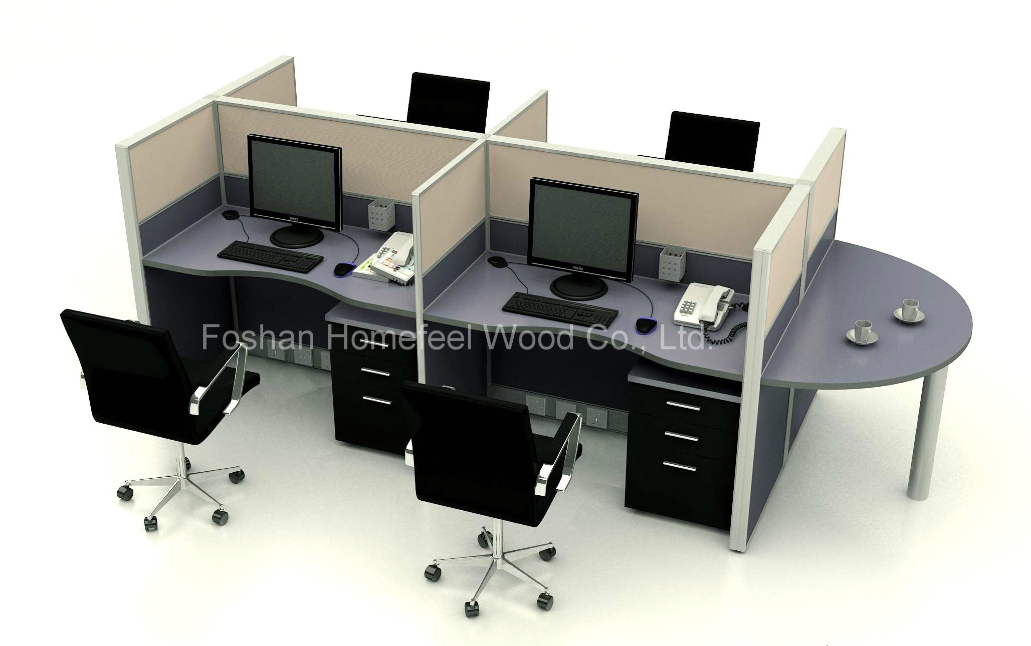 Office Partition Furniture 60mm Partition System Office Staff Workstation (HF-YZ060)