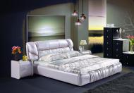 Pink Leather Double Bed (J320-2)