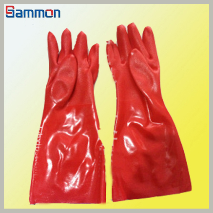Sm1067 40cm Red PVC Coated Gloves
