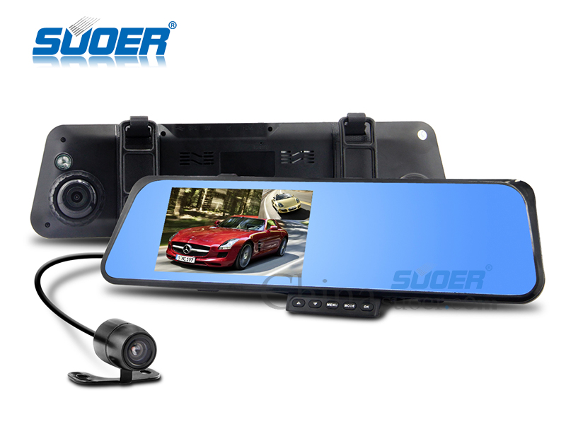 Suoer Factory Price 4.3 Inch TFT LCD Rearview Mirror DVR Vehicle Blackbox DVR 1080P HD DVR (MX-236B)