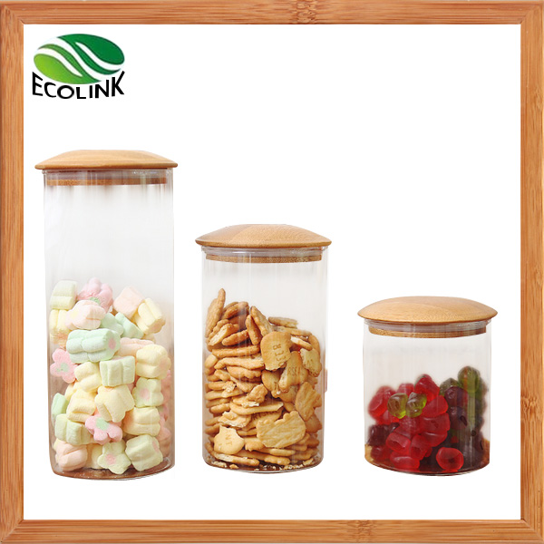 Transparent Glass Jars with Bamboo Lid