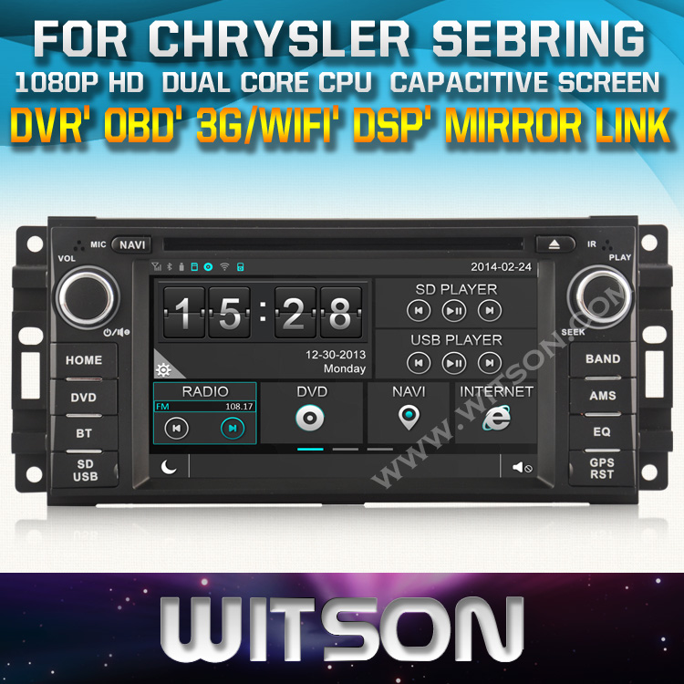Witson Car DVD for Chrysler Sebring Car DVD GPS 1080P DSP Capactive Screen WiFi 3G Front DVR Camera