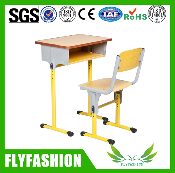 Wooden Single School Student Desk and Chair
